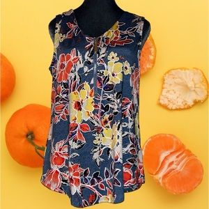 Tacera slinky stretch sleeveless vivid floral print gold  zipper neckline